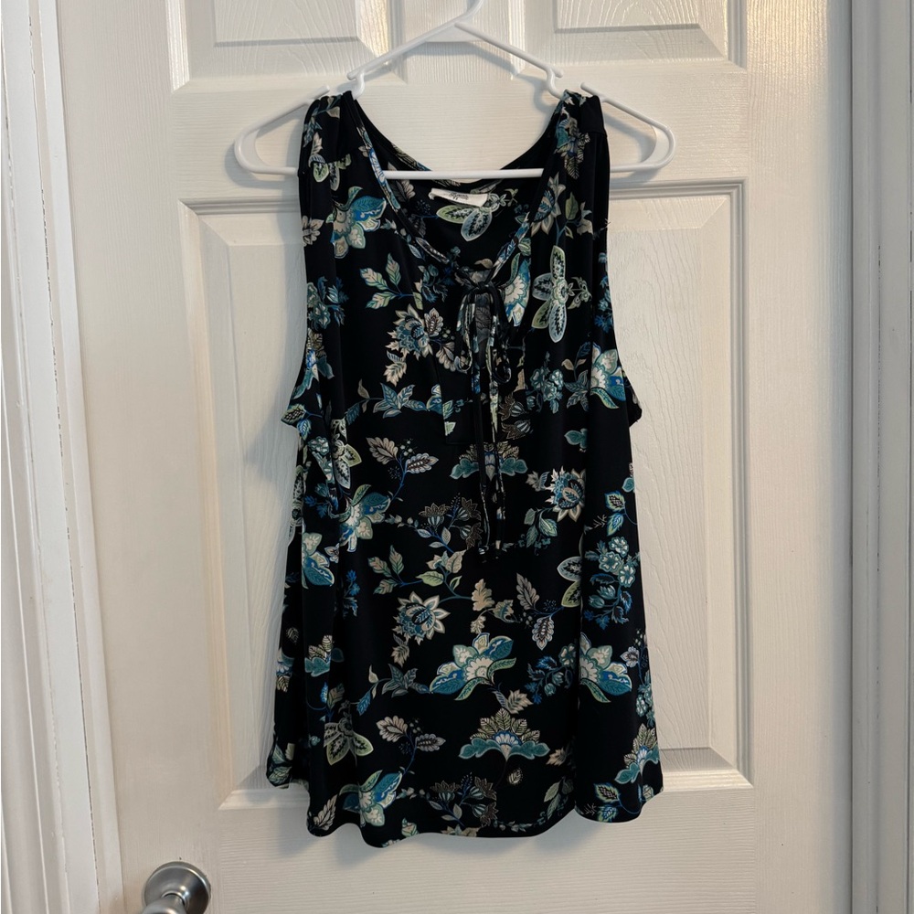 NWOT StitchFix Beacon Apparel Knit Paisley Printed Tie Front Tank Top Shell